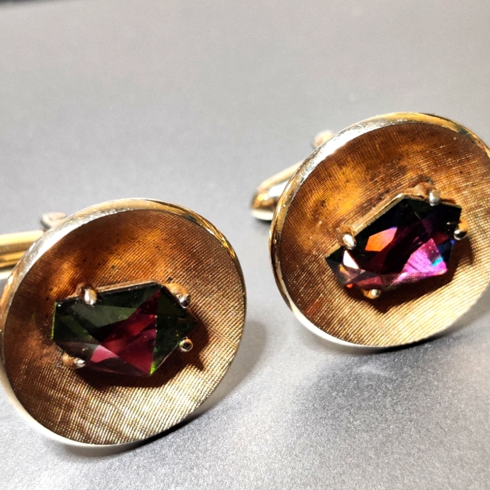 Vintage Swank Watermelon Crystal Cufflinks